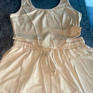 Size Small. Tan Matching Shirt and Short Set SHEIN